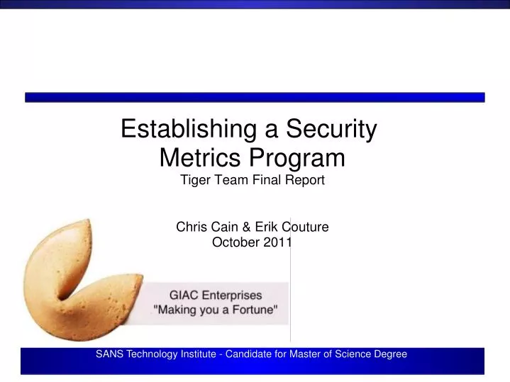 establishing a security metrics program tiger team final report