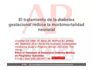 El tratamiento de la diabetes gestacional reduce la morbimortalidad neonatal