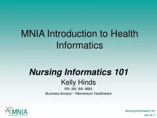 MNIA Introduction to Health Informatics