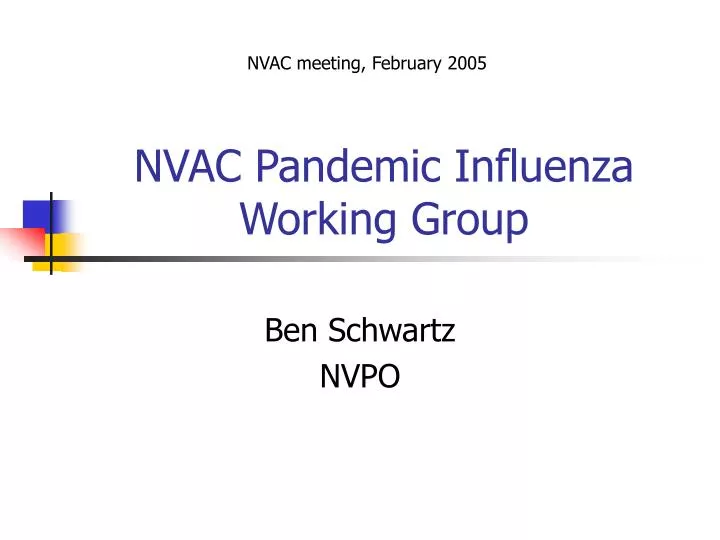 nvac pandemic influenza working group