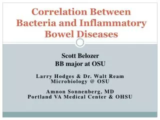 Correlation Between Bacteria and Inflammatory Bowel Diseases