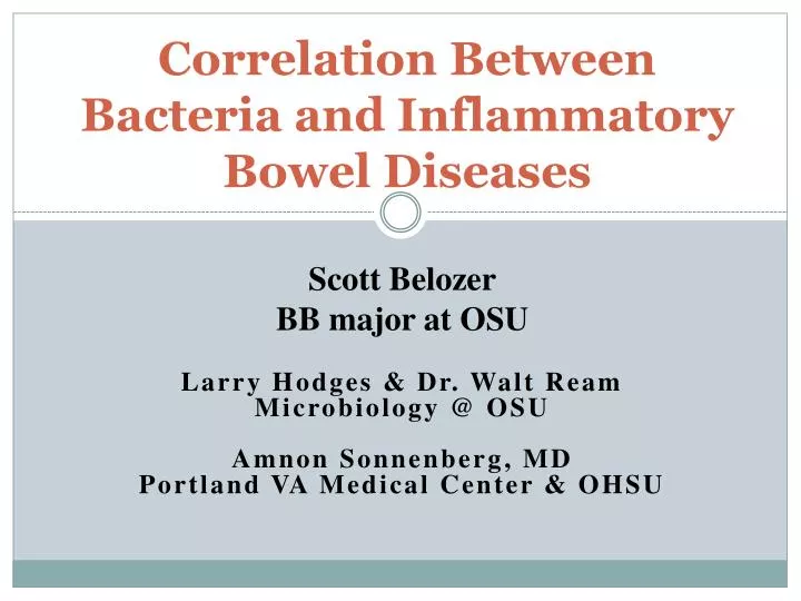 correlation between bacteria and inflammatory bowel diseases