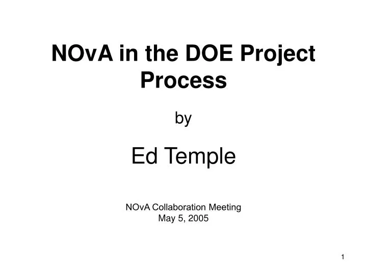 nova in the doe project process by ed temple