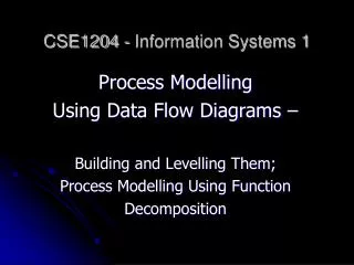 CSE1204 - Information Systems 1