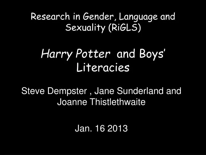 research in gender language and sexuality rigls harry potter and boys literacies
