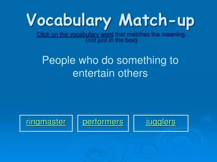 vocabulary match up