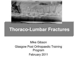 Mike Gibson Glasgow Post Orthopaedic Training Program February 2011