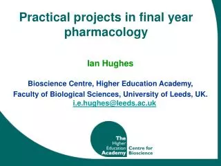 Practical projects in final year pharmacology