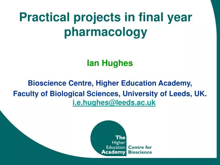 practical projects in final year pharmacology