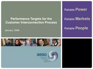 Performance Targets for the Customer Interconnection Process