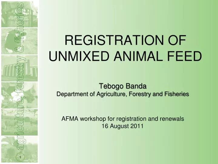 registration of unmixed animal feed