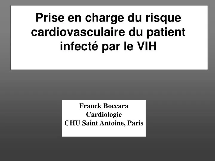 prise en charge du risque cardiovasculaire du patient infect par le vih