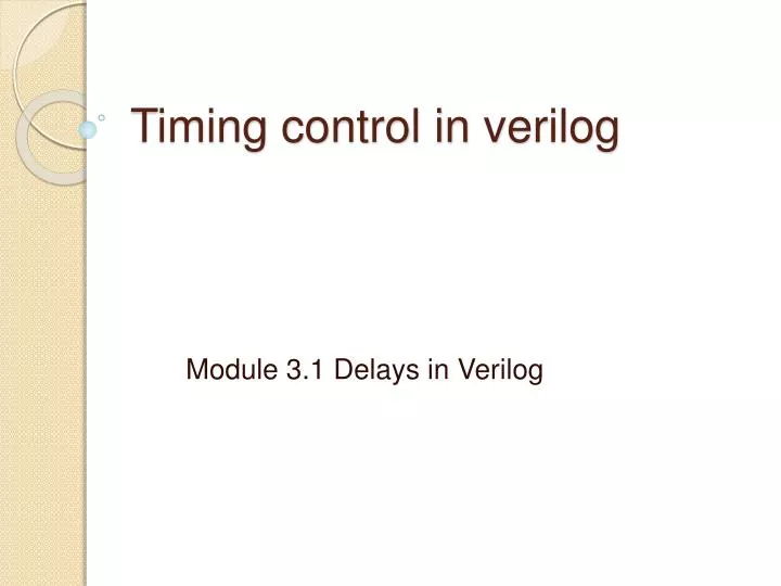timing control in verilog