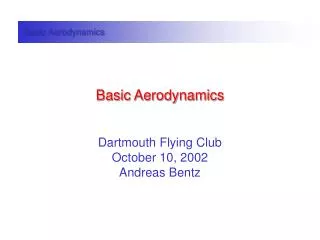 Basic Aerodynamics