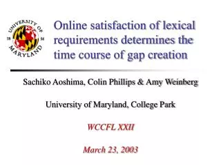 Online satisfaction of lexical requirements determines the time course of gap creation