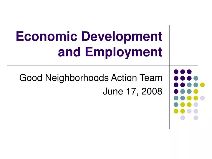 economic development and employment