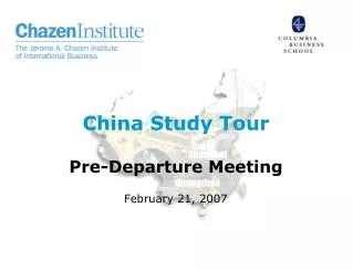 China Study Tour Pre-Departure Meeting