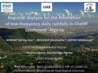 Regional analysis for the estimation of low-frequency daily rainfalls in Cheliff catchment -A