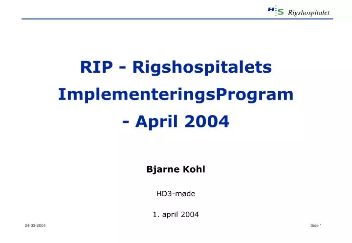 rip rigshospitalets implementeringsprogram april 2004