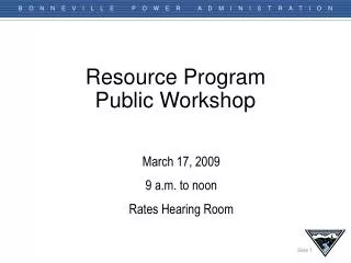 Resource Program Public Workshop