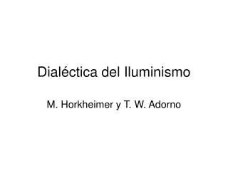 Dialéctica del Iluminismo