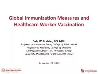 Global Immunization Measures and Healthcare Worker Vaccination