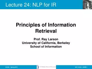 Lecture 24: NLP for IR