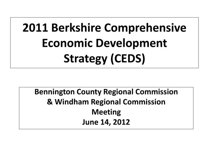 2011 berkshire comprehensive economic development strategy ceds
