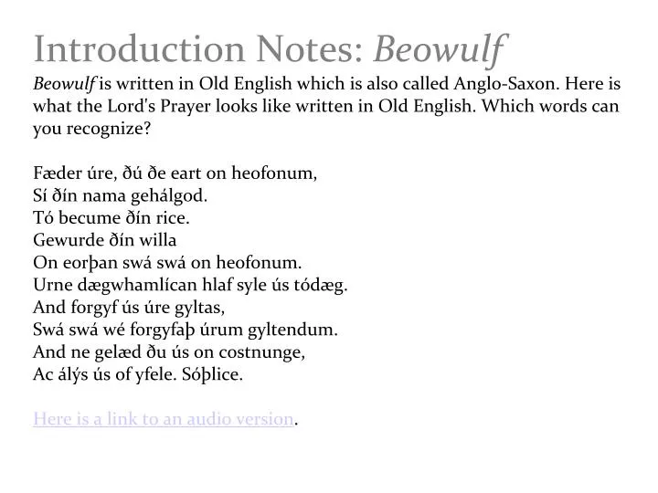 introduction notes beowulf