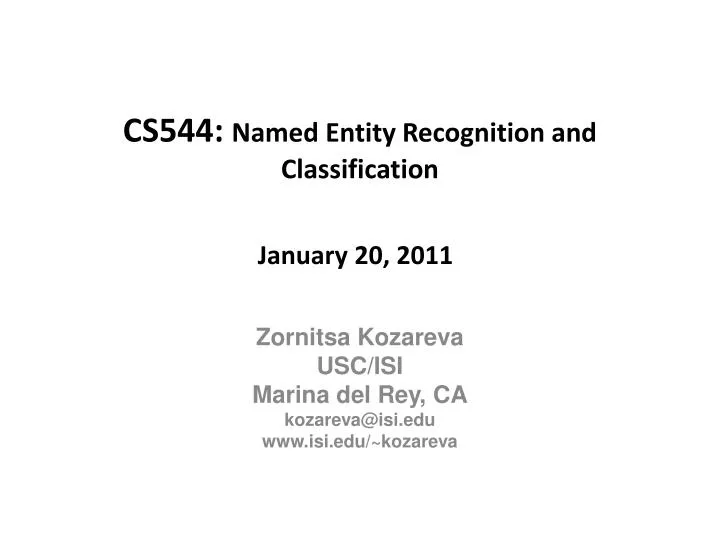 cs544 named entity recognition and classification