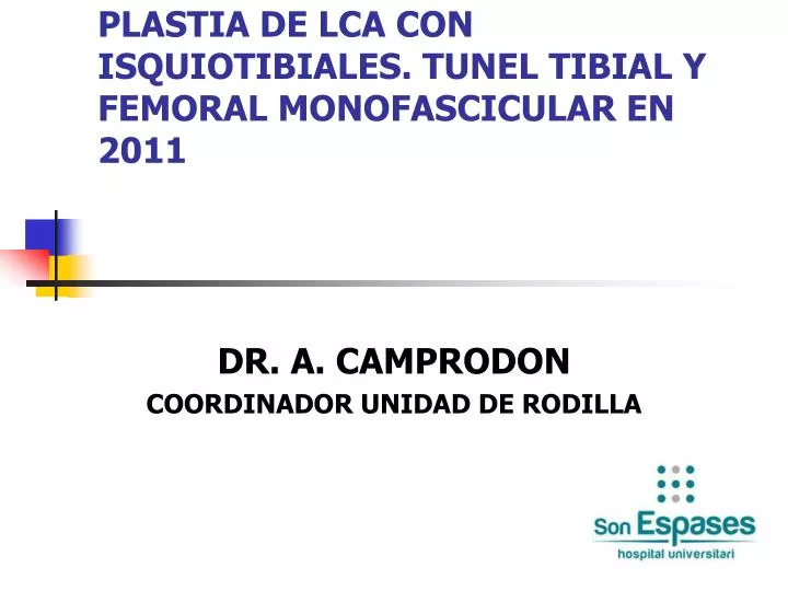 plastia de lca con isquiotibiales tunel tibial y femoral monofascicular en 2011