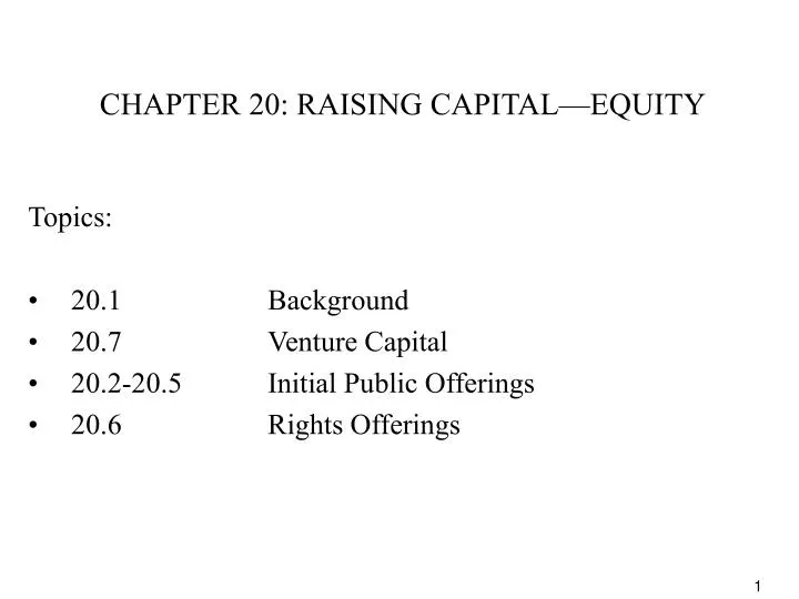 chapter 20 raising capital equity