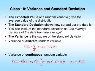 Class 18: Variance and Standard Deviation