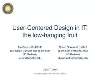 User-Centered Design in IT: the low-hanging fruit