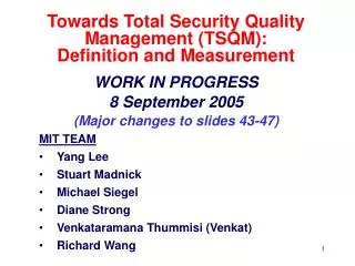 Towards Total Security Quality Management (TSQM): Definition and Measurement