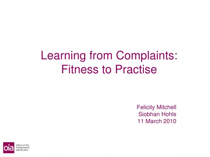 learning from complaints fitness to practise