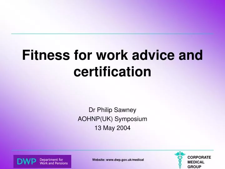 fitness for work advice and certification