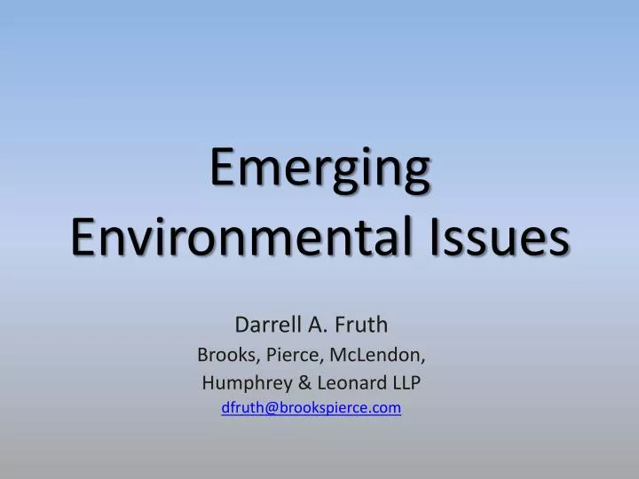 emerging environmental issues