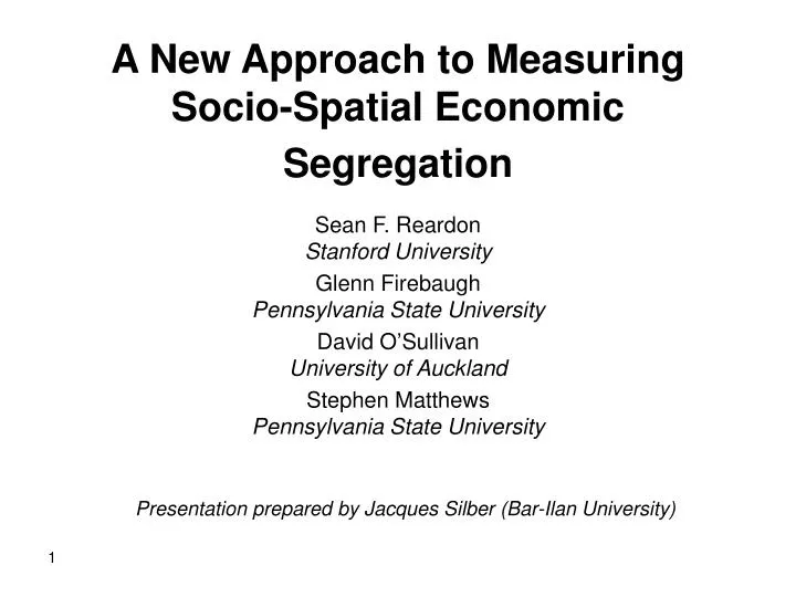 a new approach to measuring socio spatial economic segregation