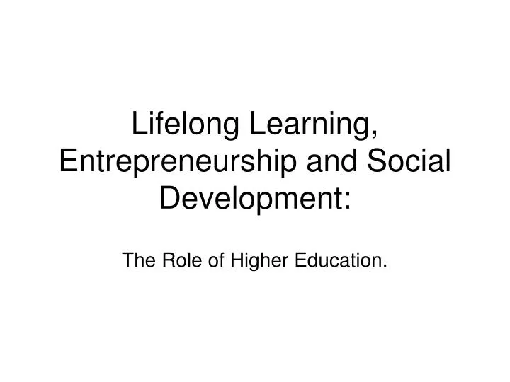 lifelong learning entrepreneurship and social development
