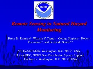 Remote Sensing in Natural Hazard Monitoring