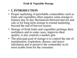 Fruit &amp; Vegetable Storage