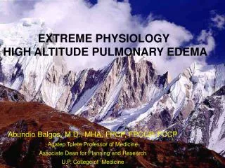 EXTREME PHYSIOLOGY HIGH ALTITUDE PULMONARY EDEMA