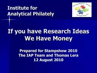 If you have Research Ideas We Have Money