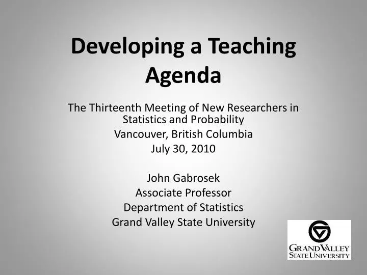 developing a teaching agenda