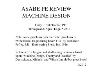 ASABE PE REVIEW MACHINE DESIGN