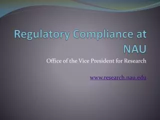 Regulatory Compliance at NAU