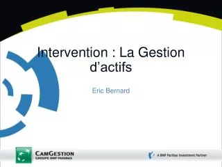 intervention la gestion d actifs