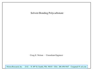 Solvent Bonding Polycarbonate