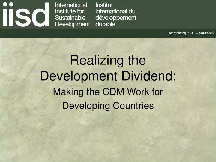realizing the development dividend